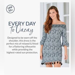 NWT Cabana Life Coastal Cottage Coverluxe Smocked Dress Cover-Up S